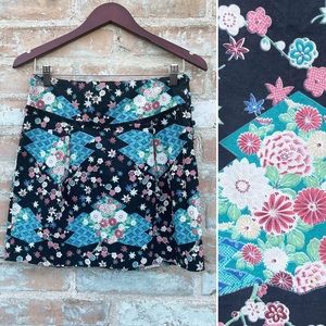Urban Outfitters Skirt Ecote Black Asian Dark Floral Print Lace Trim Mini S